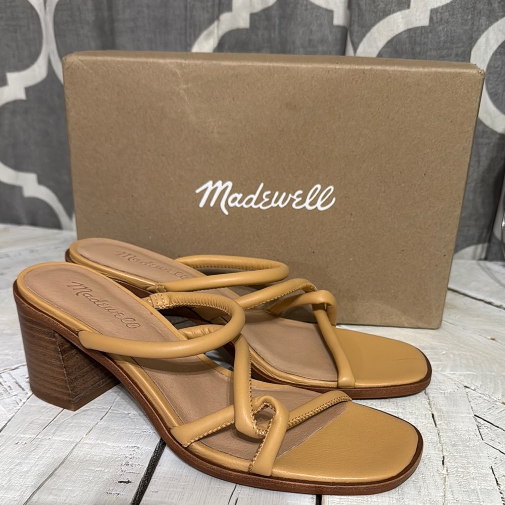 Madewell Tan Bombe Heeled Myles in Leather
